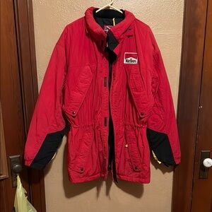 Vibrant Red Marlboro Jacket with Black Details